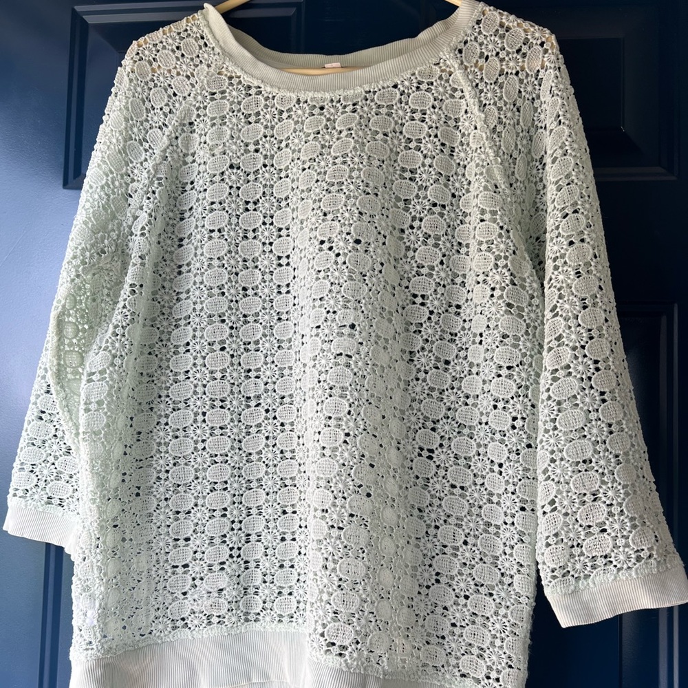 Loft light mint lacy top. Size L